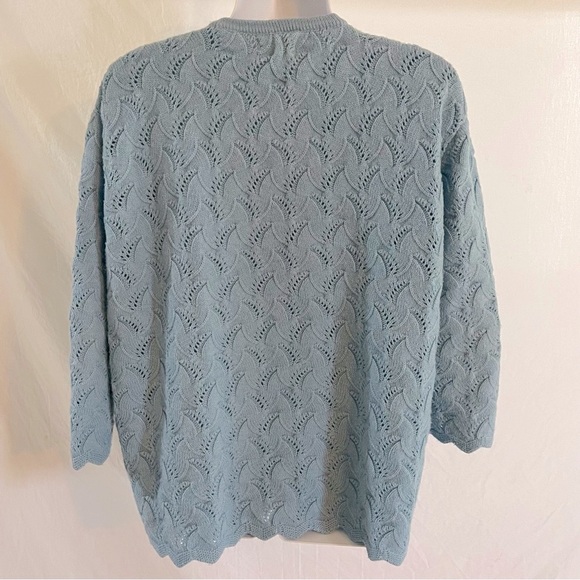 Blue Cable Knit Cardigan Sweater - Picture 4 of 6
